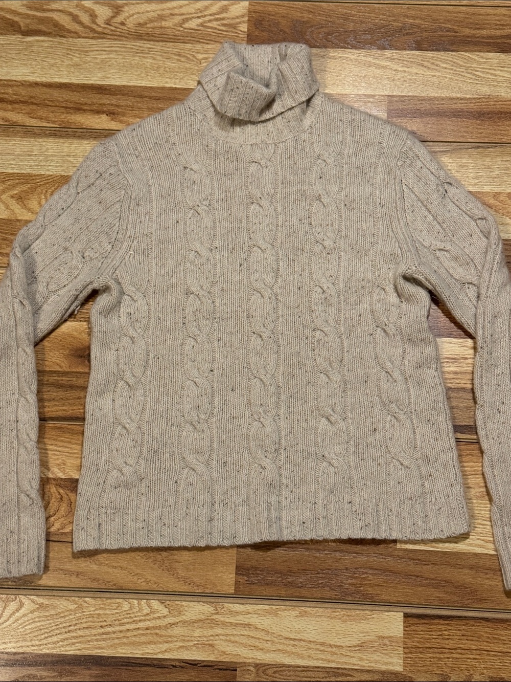 Brooks Brothers Neutral Taupe Cable Turtleneck Sweater